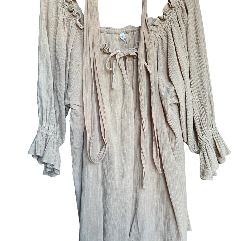 BEIGE HAZEL AND FOLK EMMALINE SHORT DRESS